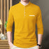Men Mustard Yellow Henley Full Sleeve T-Shirt